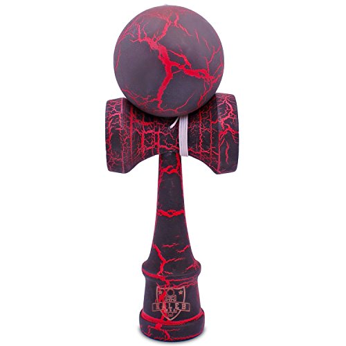 Kaleb USA Black & Red Full Cracked Kendama and Extra String
