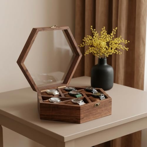 Image of Wooden Watch Box /Case, Handmade Superior Indian Rosewood Watch Display Box Case for Men| Wooden Watch Box for Men. (7 slot -5)