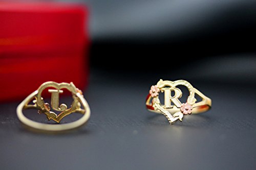 10k Gold Initial Alphabet Personalized Heart Ring - Letter A3