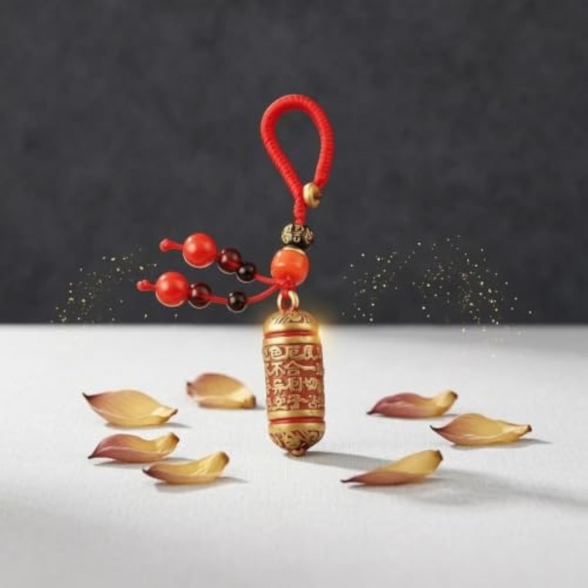 Gold-Tone Lacquered Brass Charm Bead-Like Cylindrical Charm