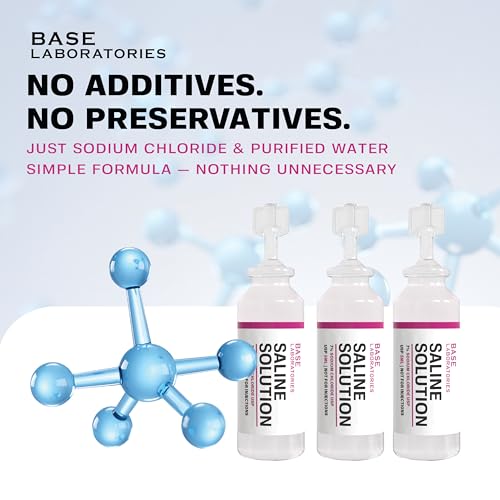 Image of BASE LABORATORIES 7% Saline Solution Vials - Versatile 7% Sodium Chloride Saline Ampoules - Preservative Free Saline Solution Single use vials - USP Grade 25 Vials x 5ml Count