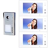 Farb-Video-Türsprechanlage in 2-Draht-Technik für 3-Familien mit RFID-Zutrittskontrolle und Touch-Screen TFT-Monitor inkl. Bildspeicher