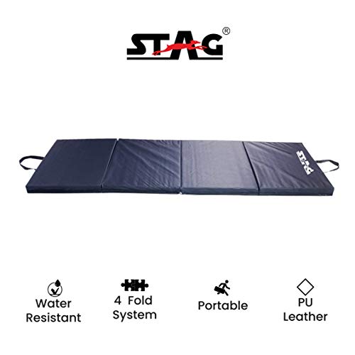 Image of STAG Multi-Purpose Foldable Fitness MAT 180 CM X 90 CM X 30 MM | Use as Tumbling mat, Gymnastics mat, Crash pad | Thick Foam | for Both Men and Women