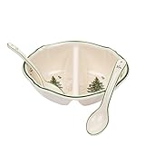 Spode Christmas Tree Divided Serving Dish with 2-Spoons
