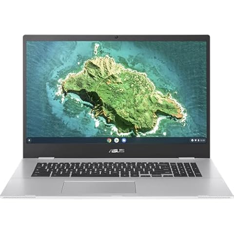 ASUS Chromebook CX1 Laptop | 17,3" HD+ entspiegeltes Dispaly | Intel Celeron N4500 | 8 GB RAM | 128 GB eMMC | Intel UHD Graphics | ChromeOS | QWERTZ Tastatur | Transparent Silver Cover