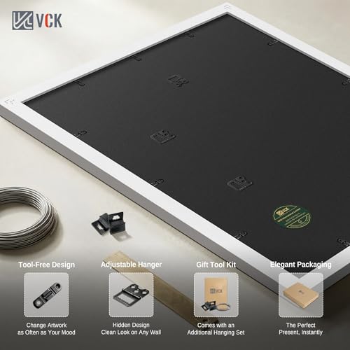 Image of VCK 24x36 Poster Frame 5 Pack, White Wood, 20x30 Mat, for Gallery Wall
