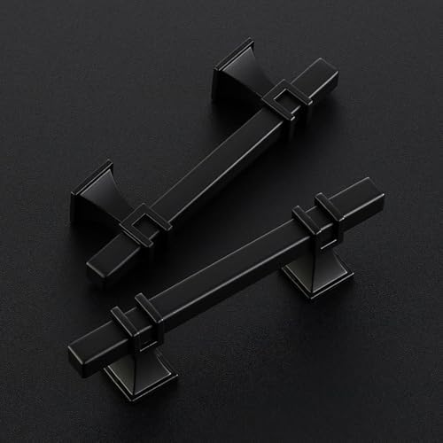 HOME EDIT 30 Pack 3 inch BlackCabinet Handles Square Zinc-Alloy Pulls for Kitchen Dresser Closet and Bathroom Cabinets Hardware - 3