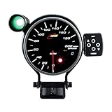 RACETECH 115mm 4-1/2' Performance Electrical Speedometer - 200 MPH - Smoked Lens White Amber Blue LED Warning Function, Peak Mode, Daisy Chain, Adjustable Brightness - for 12V Car