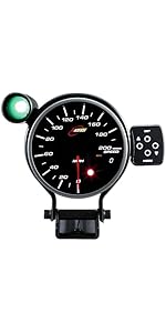 RACETECH 4.53 Inch 115mm Electrical Speedometer 200 MPH Smoked Lens White Amber Blue LED Warning ...