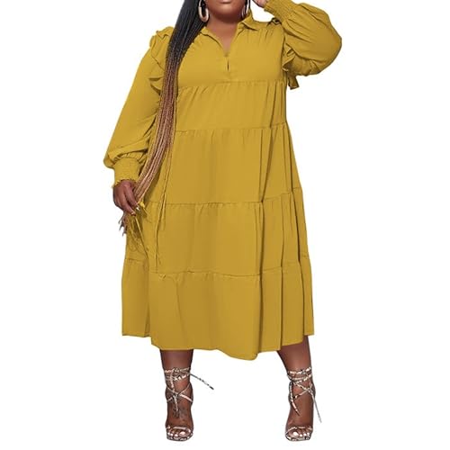 Robe à manches longues à volants au style fluide et décontracté - 2