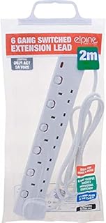 NEW 6 WAY GANG 2M SWITCHED EXTENSION LEAD UK CABLE 13 AMP SOCKET POWER WIRE PLUG