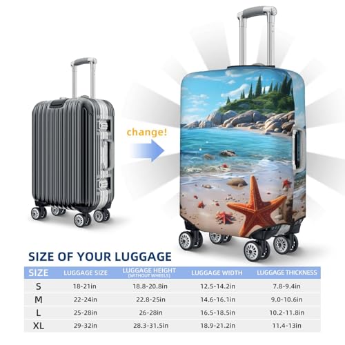 Beach Starfish Print Travel Luggage Cover for Suitcase Anti-Scratch Fashion Suitcase Protector Washable Elastic Baggage Covers Fits 22-24 Inch Luggage for Travel Beach Holiday3