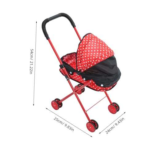 CLISPEED Realistischer Puppenwagen Kinderwagen Modell Leicht und Stabil Fördert Hand Augen Koordination und Sensorische Wahrnehmung für Rollenspiele und Tragbar mit Polka Dot Design – Bild 3