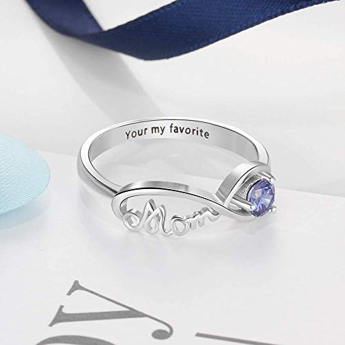 Glamcarat Sterling Silver Personalized Birthstone Ring Promise Ring Customized Engraved Jewelry For Women Infinity Ring (Sterling-Silver, 8) #TOP3