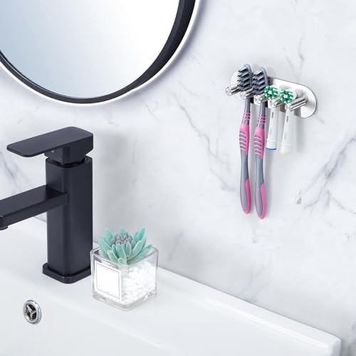 YAYINLI Toothbrush Holder, Electric Toothbrush Holder Wall Mounted, Anti-Rust Metal Toothbrush Head Holders for Bathroom, Self Adhesive Non Screw Tooth Brush Holder Organiser (Silver, Large) - Cosy Home Interiors YAYINLI Toothbrush Holder, Electric Toothbrush Holder Wall Mounted, Anti-Rust Metal Toothbrush Head Holders for Bathroom, Self Adhesive Non Screw Tooth Brush Holder Organiser (Silver, Large) - Image 3