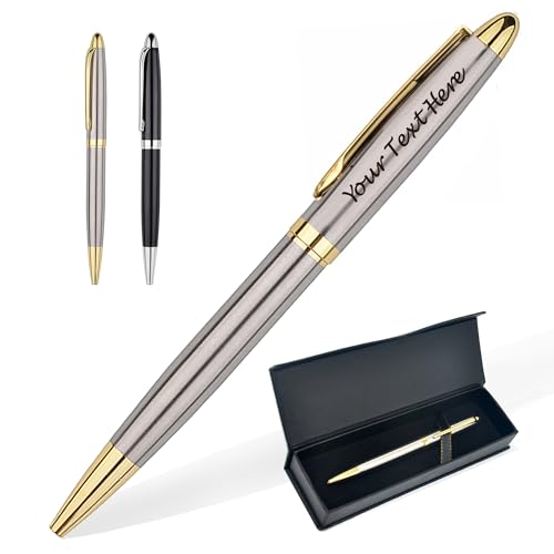 EDSG Personalized Pens Custom Pens Engraving Pen with Name Custom Pen Personalized Gifts for Men Women Birthday Christmas Gradutaion Thank You Gifts (Silver)