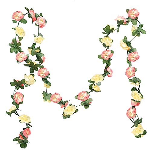 Jjyhehot Artificial Rose Vine Flower Garland For Mother's Day, Fake Rose Plants For Hotel Wedding Home Party Garden Walls Craft Art Decor #TOP7