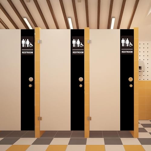 Image of (2 Pack) Restroom Signs - Acrylic Restroom Sign for Business with Strong Self-Adhesive, Bathroom Door Signs for Home Office or Wall, Waterproof and Easy to Install (9 x 6 Inches Unisex)
