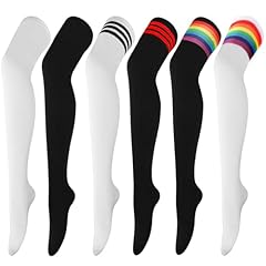 6 Pair Extra Long: White&black, White&rainbow, White, Black, Black&red, Black&rainbow