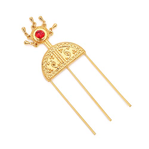 BR Gold Jewelry Horquilla de pelo de piedra roja etíope para el pelo de África Eritrea Varillas de pelo Habasha Cover