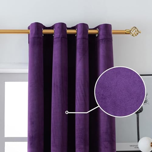 Rideaux en velours violet 122x213 cm avec œillets pour salon - 4