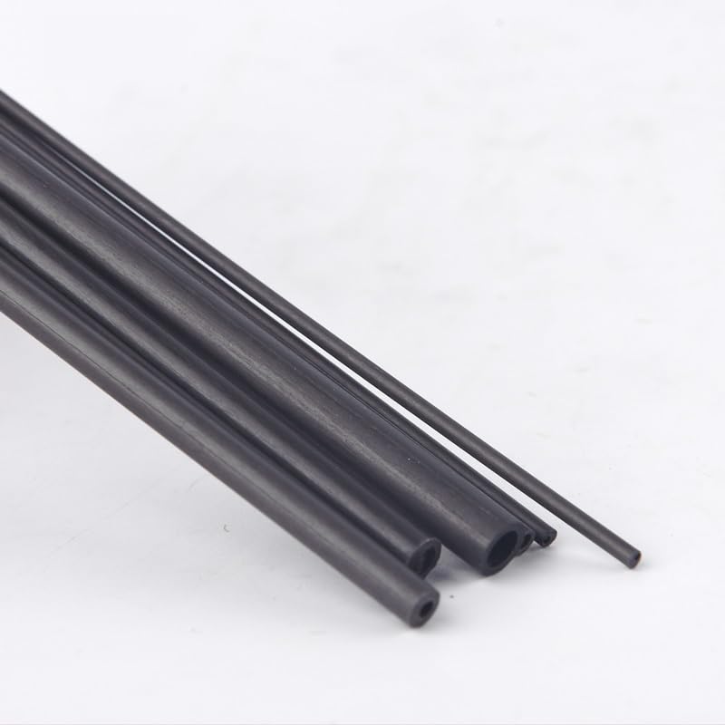 Kohlefaser-Rundrohr, 4 stücke Hohl Carbon Fiber Rohr Carbon Stange 2mm 3mm 4mm 5mm 6mm for Kite RC flugzeug Modellflug Material Hubschrauber Rohr(400x2x1mm)