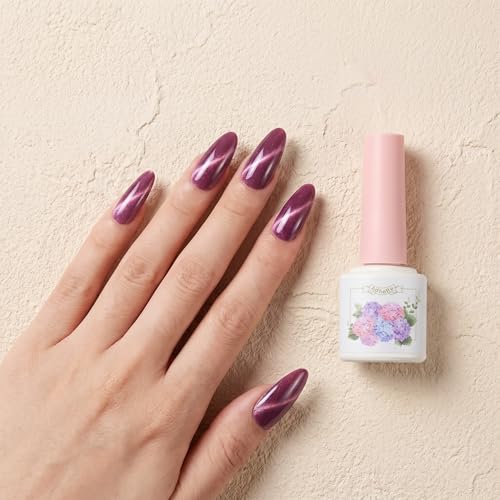ADHERE 8 x 12 ml Cat Eye UV lakier do paznokci zestaw z magnesem - lakier do paznokci błyszczący lakier UV lakier do paznokci UV lakier żelowy UV fioletowy różowy, srebrny, zielony, biały