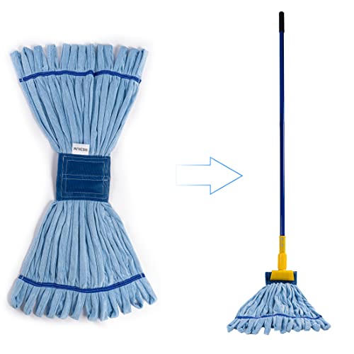 Image of Matthew Microfiber Tube Mop(Meduim,Blue,12Pack) Heavy Duty Mop Head Replacement,Excellent Absorbency,Premium launderability,Reusable,Loop end for Home,Commercial&Industrial Use
