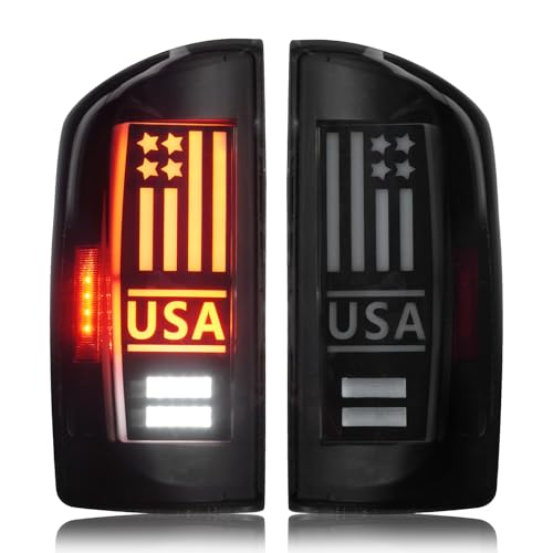 Cenfeild LED Tail Lights Assembly Fit for Dodge RAM 1500 2007-2008 for Dodge RAM 2500 3500 2007-2009 Pickup Truck [Factory Halogen Type] Taillights Rear Brake Lamp Set Smoked Lens