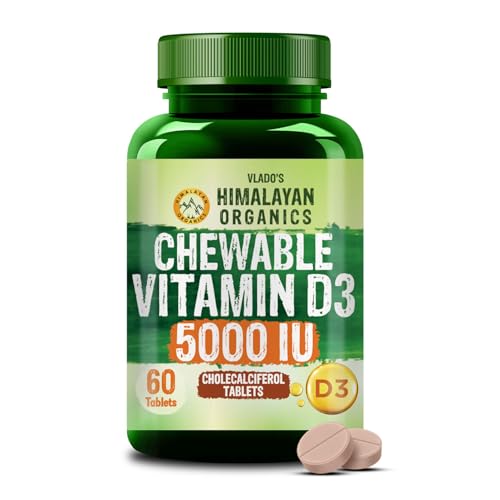 Image of Vlado's Himalayan Organics Vitamin D3 5000IU - Chewable Vitamin D Tablets | Cholecalciferol Vitamin D3 Supplement for Bone & Immunity | For Men And Women | Orange Flavour - 60 Tablets