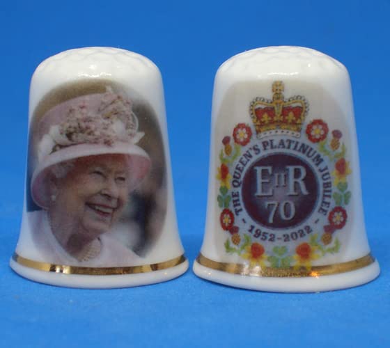 China Collectible Thimble - Queen Elizabeth Platinum Jubilee - with Gift Box