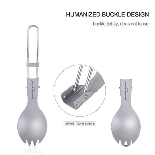 Boundless Voyage Titanium Folding Spoon Spork Fork Set Outdoor Camping Tableware Titanium Cutlery Lunchbox Cutlery Set Travel Cutlery Ti1022T - Image 4