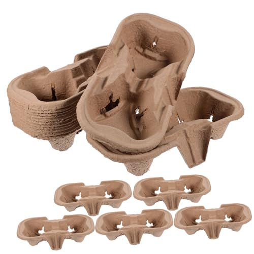 STOBAZA 50Pcs Paper Drink Carrier Tray Cup Holder for Takeout Beverages Lightweight and Portable Drink Carrier Tray for Hot Cold Drinks for and Gatherings