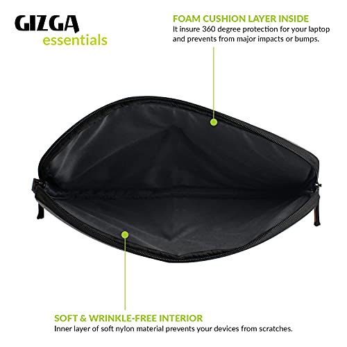 Gizga Essentials Laptop Bag Sleeve Case Cover Pouch for 15.6 Inch Laptop for Men & Women, Padded Laptop Compartment, Free Accessories Pouch, Premium Zipper Closure, Water Repellent Nylon Fabric, Grey - Image 6