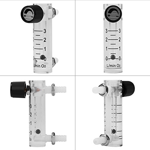 Hilitand Gas Flowmeter, LZQ-2 Flowmeter 0-3LPM Flow Meter with Control Valve for Oxygen, Air, Gas