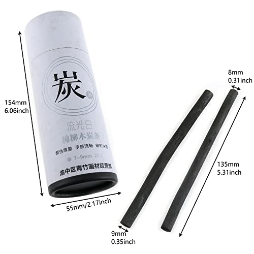 E-Outstanding Charcoal Sticks 25Pcs 7-9Mm Dia Black Vine Willow Sketch Charcoal Pencils For Drawing, Sketching And Fine Art,Compressed Charcoal #TOP2