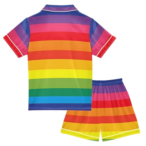 Casual Striped Pajamas Unisex Summer Button Down Satin Sleepwear Short Sleeve Silk 2 Piece Sets2