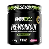 FTW Pré-Treino Diabo Verde em Pó com Cafeína, Aminoácidos Beta‑Alanina e Arginina para Treinos e Atividades Físicas - Pote 300 g (Energético)