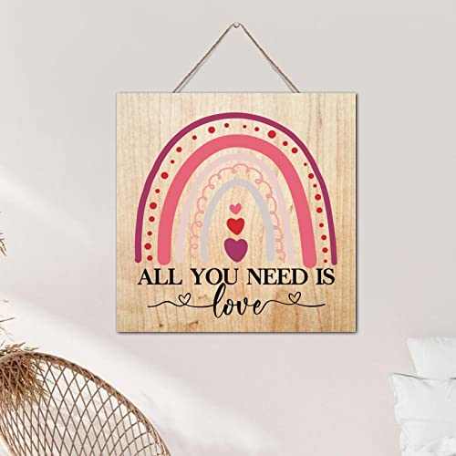 Panneau en bois All You Need Is Love : déco murale chambre bois 30 cm