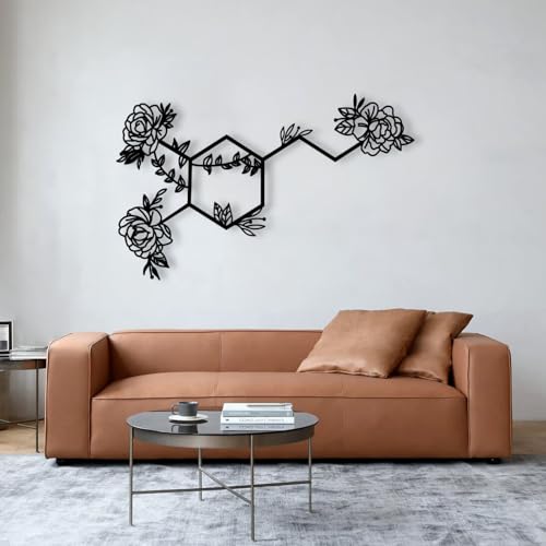 Dopamine Molecule Metal Wall Art, Dopamine Happiness Symbol Wall Sign,
