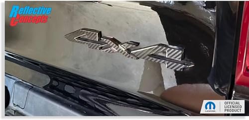 Image of Reflective Concepts 4x4 Emblem Overlay Decal Sticker - Fits: 2019-2026 Ram, NOT for Classic - (Color: Carbon Fiber)