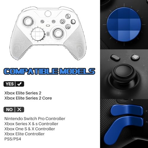 Image of 16 in 1 Metal Thumbsticks Suitable for Xbox One Elite Series 2, Elite Series 2 Core Controller Accessories Parts, 6 Metal Thumbsticks, 4 Paddles, 2 D-Pads and 4 Tool(Blue)