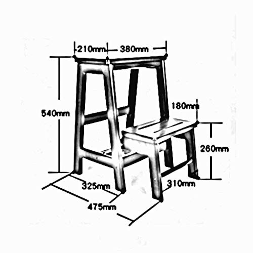 Taburete escalera plegable de madera maciza marrón multifunción 4