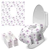 Blissful Diary 20 Pcs Toilet Seat Covers Disposable for Toddlers & Adults, Extra Large Waterproof, Portable Package for Travel, Kids Potty Training(Purple Flowers))