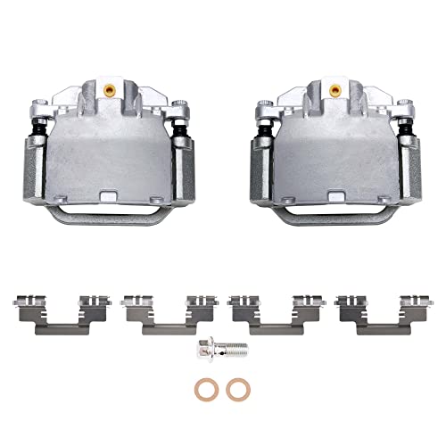 Image of Detroit Axle - Rear Brake Kit for Silverado Suburban Sierra Yukon XL 1500 | Chevy Tahoe GMC Cadillac Escalade ESV EXT, Drilled & Slotted Brake Rotors Ceramic Brake Pads Brake Calipers Replacement
