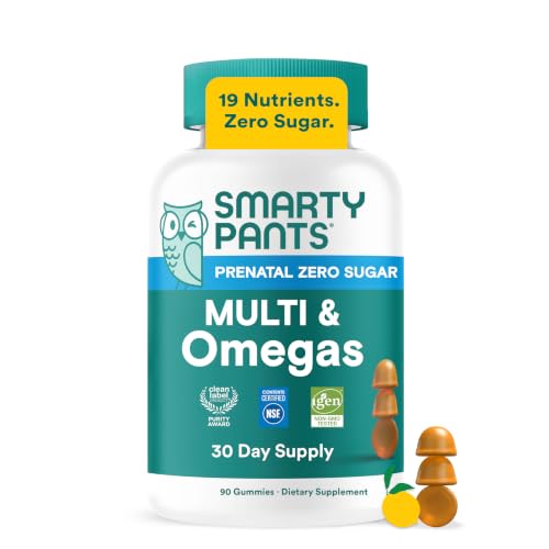 Image of SmartyPants Zero Sugar Prenatal Multi & Omegas Multivitamin Gummies with Omega 3 ALA, Methylfolate, Biotin, Vitamins D3, C, No Sugar Alcohols, Clean Label, Lemon Flavor, 90 Gummies (30 Day Supply)