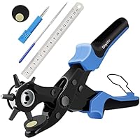 Alicate Sacabocados para Cinturones y Cuero, [Juego Completo] Diyife Agujero Perforadora Punzón de Cinturón, Herramienta de Alicate para Trabajo Pesado Múltiple Tamaño para Tarjeta, Goma, (Azul)