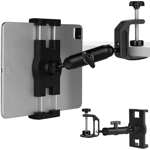 Mippko Kitchen Cabinet Tablet Holder for 7.0~12.9 inch iPad/Nexus/LG G Pads/e-Reader/Switch,Multi-Angle Adjustable Aluminum Alloy Arm Mount,No Drilling Hole Cover
