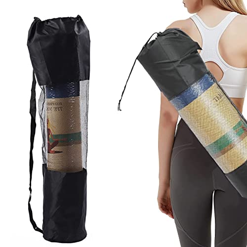 Large Yoga Pilates Mat Bag, 30cmx90cmyoga mat Bag, Portable Oxford Cloth Yoga Mat Mesh Bag Yoga Mat Storage Bags, Black Yoga Bag Fit Most Mat Size, Extra Wide, Adjustable Strap, Easy Access.