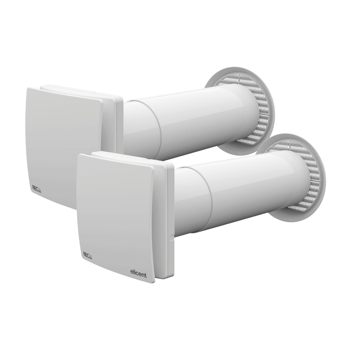 ELICENT | Rec Duo 100 Mhy, ø100 mm, Set da 2 Pezzi, Unità di Ventilazione VMC Decentralizzata, Doppio Flusso con Recupero di Calore, Timer e Umidostato Regolabili, Made in Italy